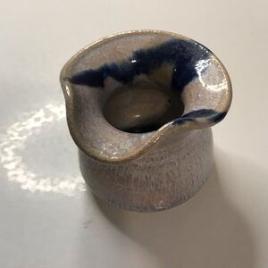 Ruffle top small bowl glazed blue